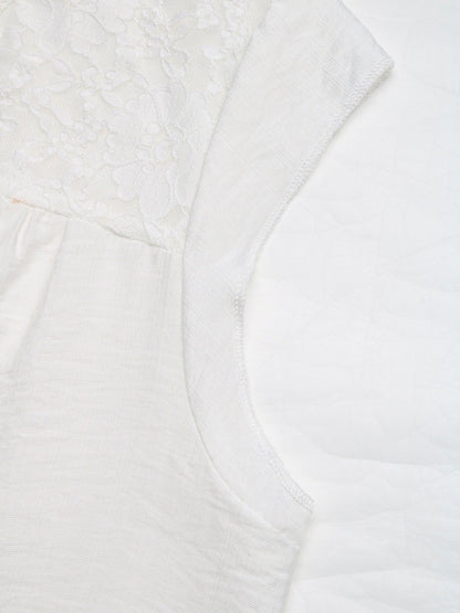 Lace Trim Notched Blouse
