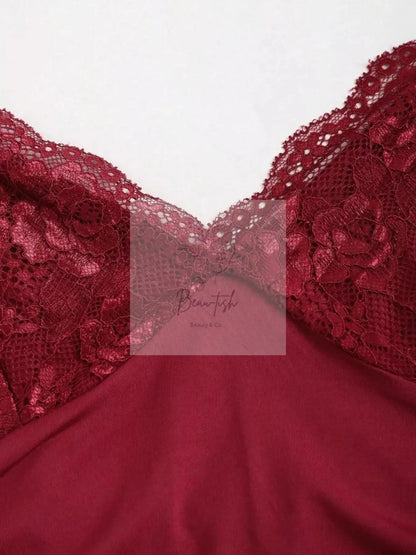 Lace Trim Ruched Mermaid Dress