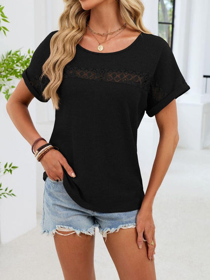 Lace Trim Short Sleeve T-Shirt