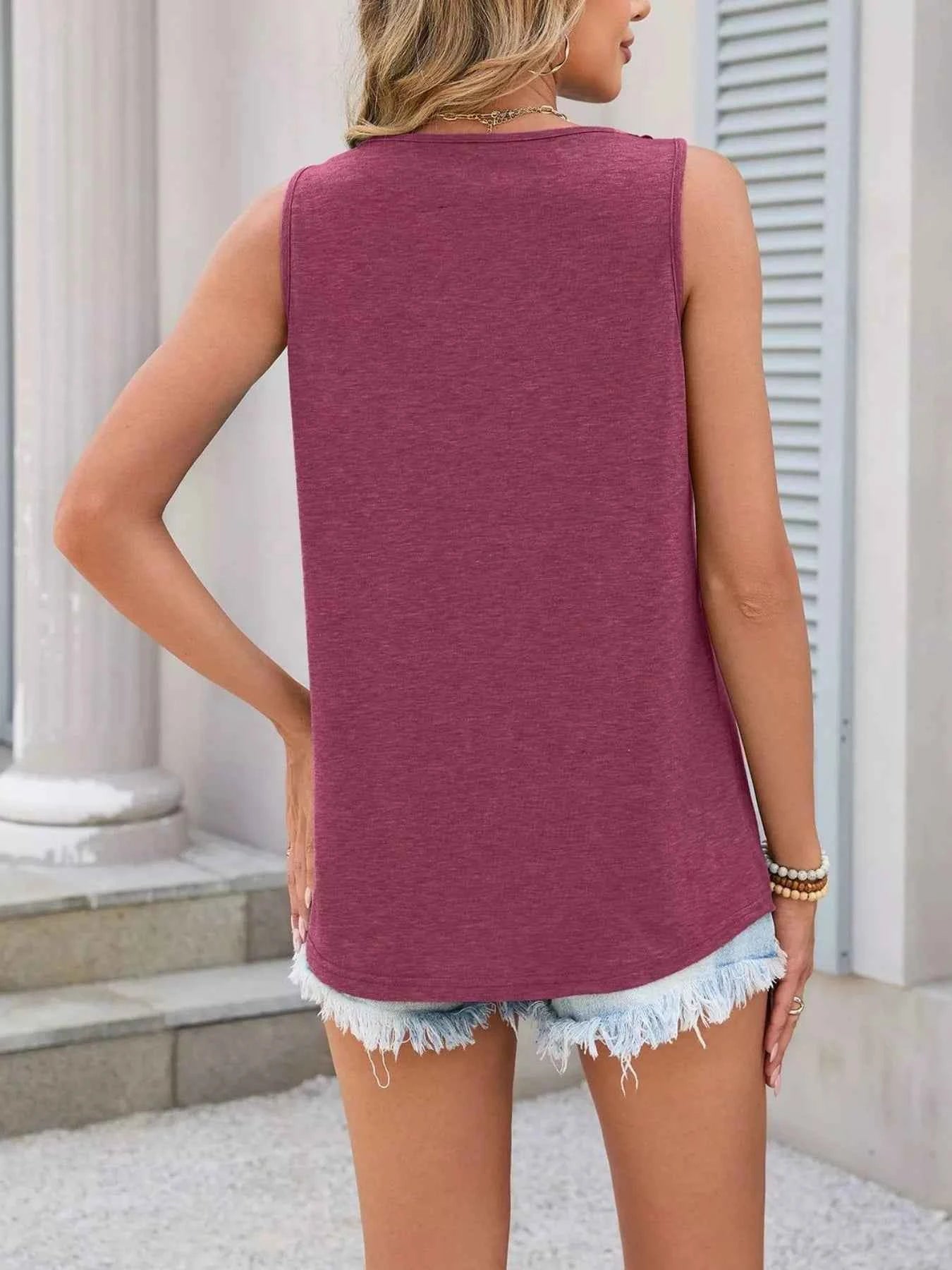Lace Trim Sleeveless Tank Top