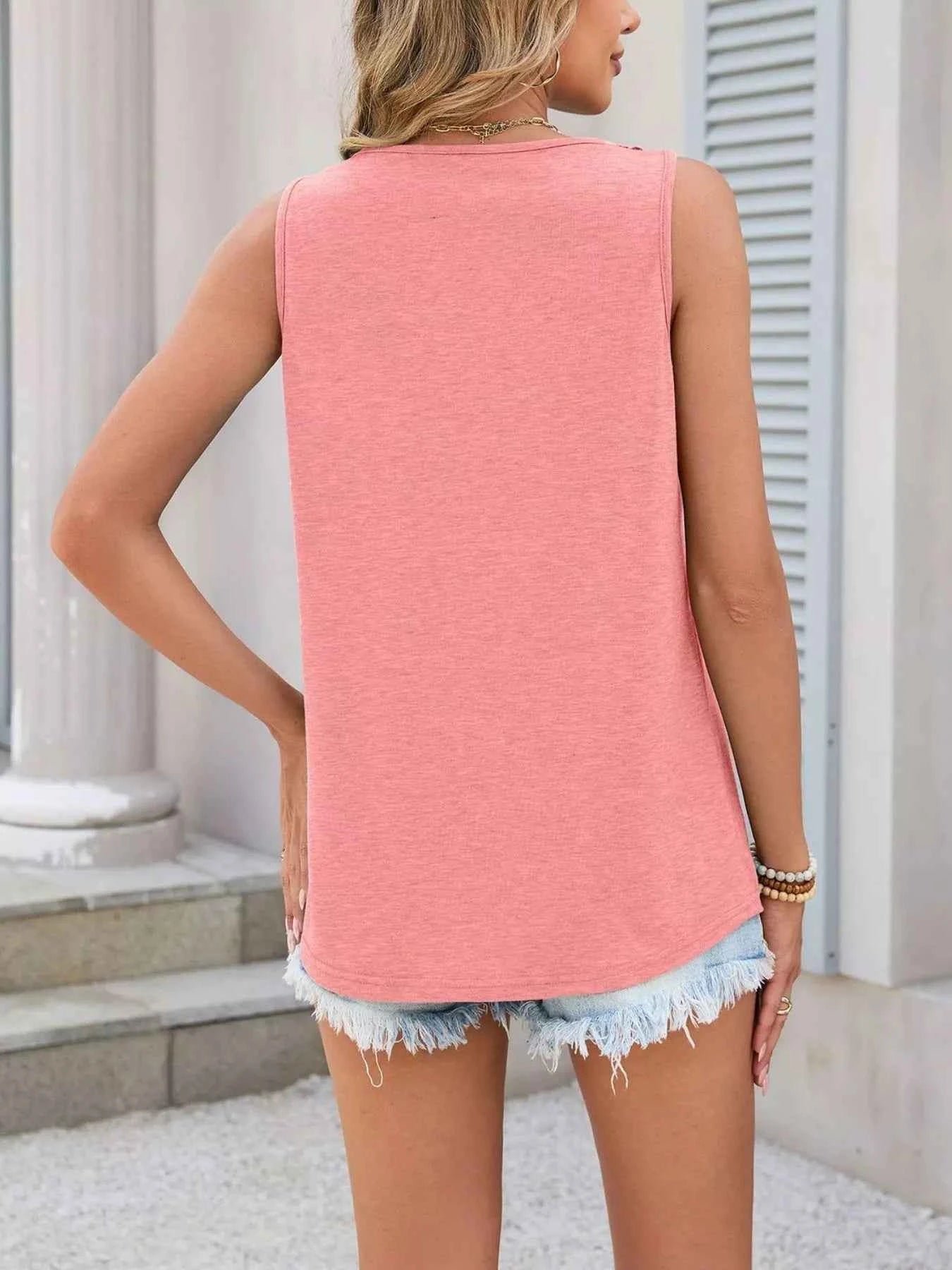 Lace Trim Sleeveless Tank Top