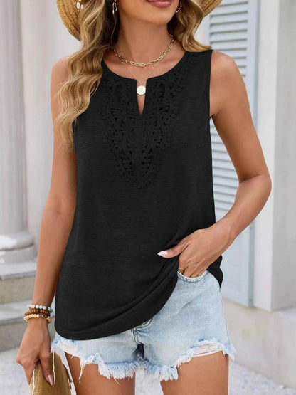 Lace Trim Sleeveless Tank Top