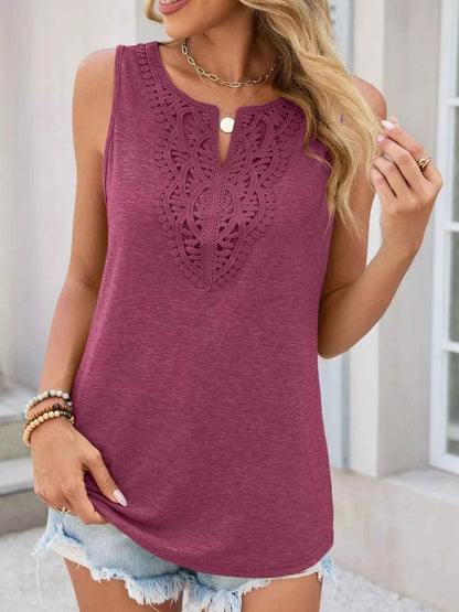 Lace Trim Sleeveless Tank Top
