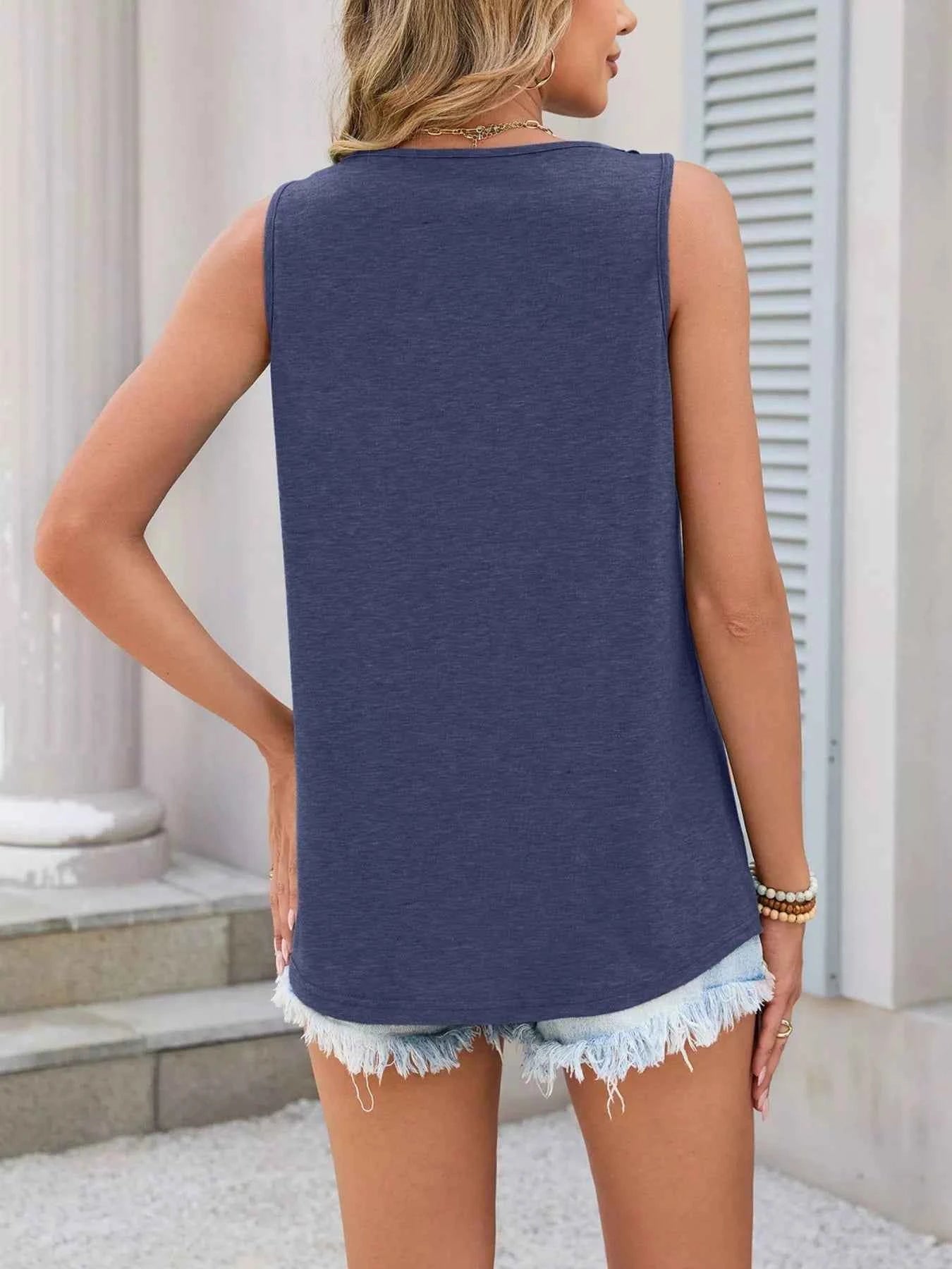 Lace Trim Sleeveless Tank Top