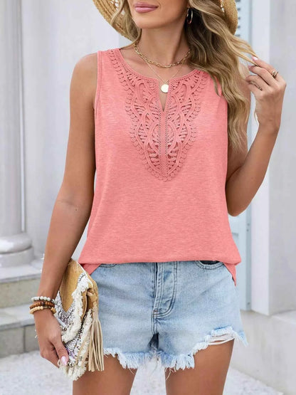 Lace Trim Sleeveless Tank Top