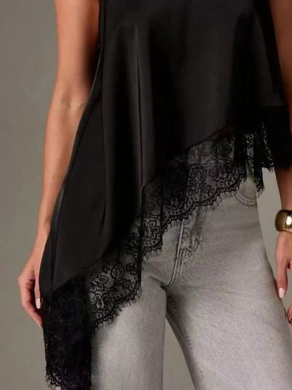 Lace Trim Sleeveless Top