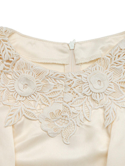Lace Trimmed Short Sleeve Blouse