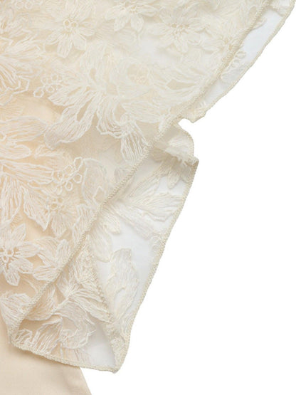 Lace Trimmed Short Sleeve Blouse