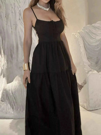 Lace Up Back Maxi Cami Dress
