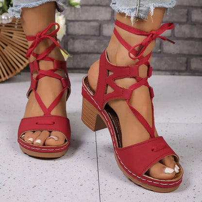 Lace-Up Block Heel Sandals