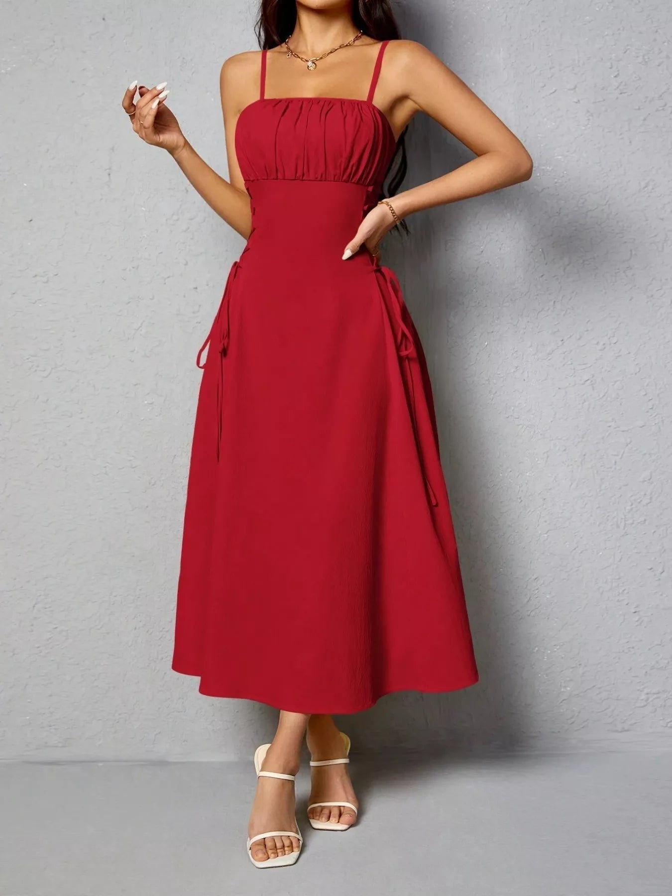 Lace-Up A-Line Cami Dress