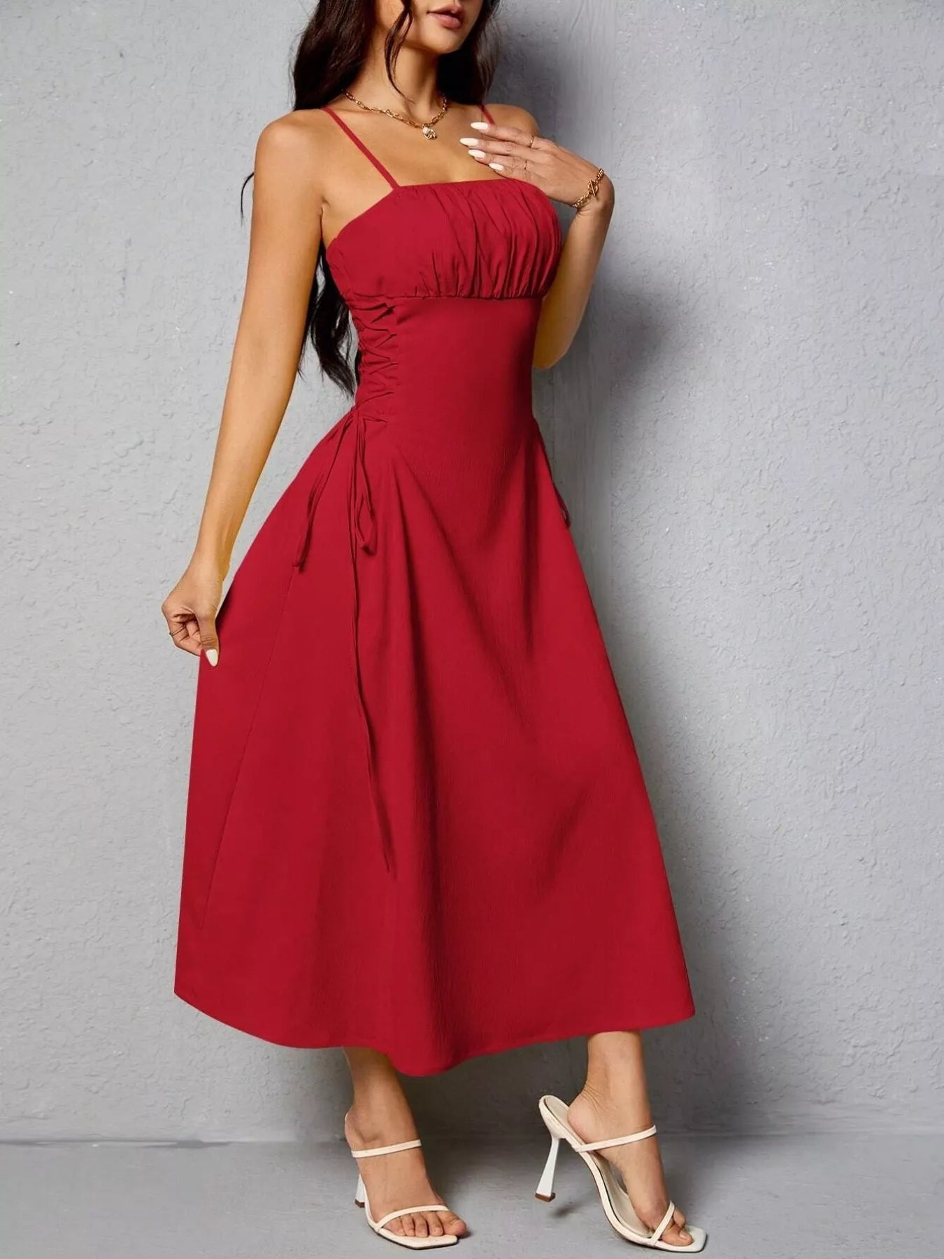 Lace-Up A-Line Cami Dress