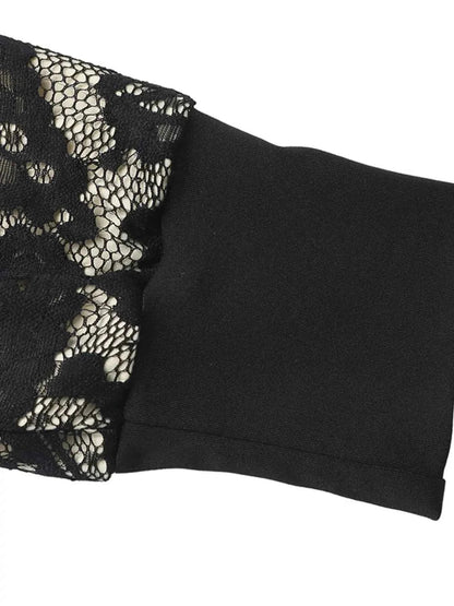 Lace V - Neck Long Sleeve Maxi Dress