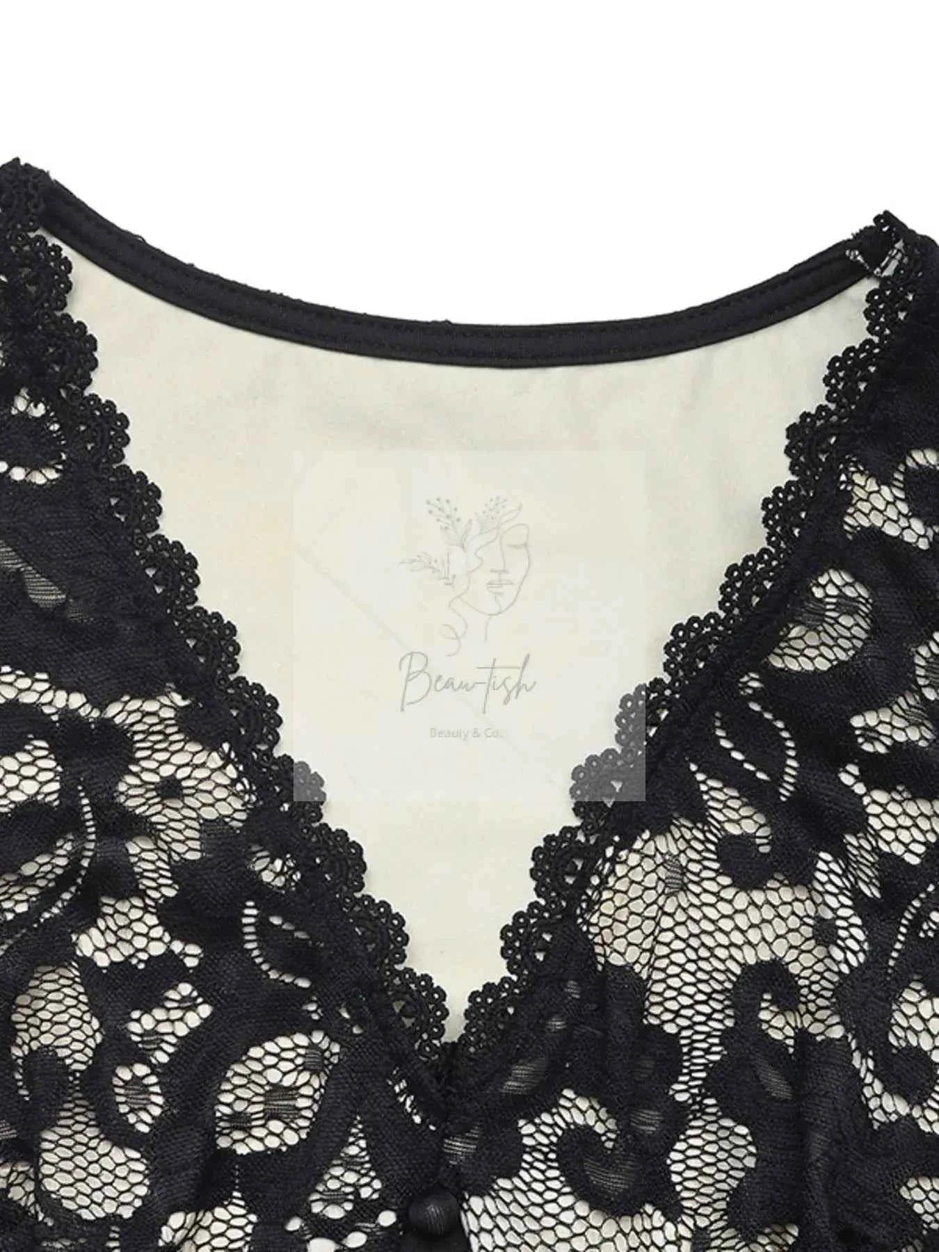 Lace V - Neck Long Sleeve Maxi Dress