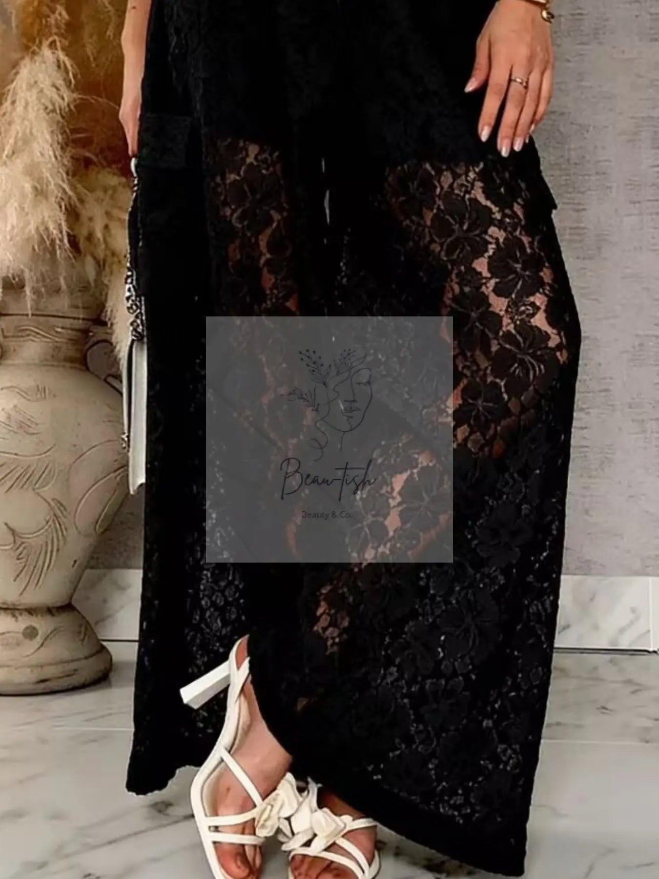 Lace Wide-Leg Pants