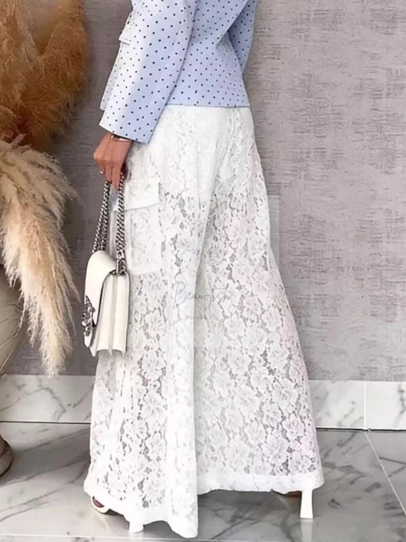 Lace Wide-Leg Pants