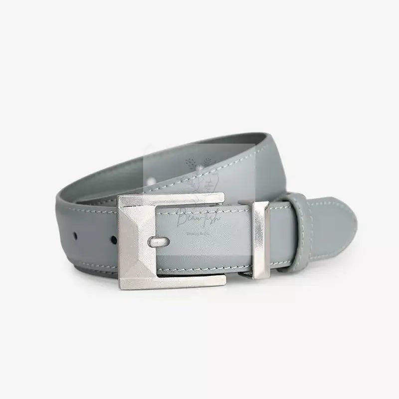 Leather Belt with Geometric Buckle
