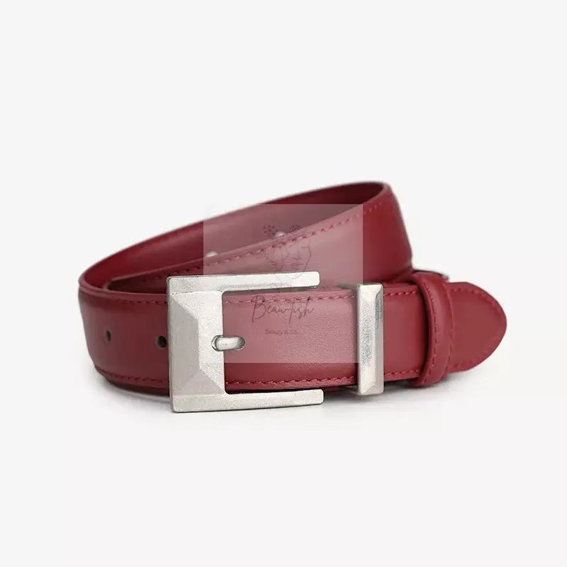 Leather Belt with Geometric Buckle