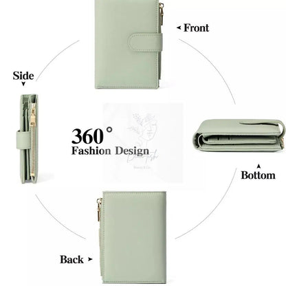 Leather Bifold Wallet with Zipper