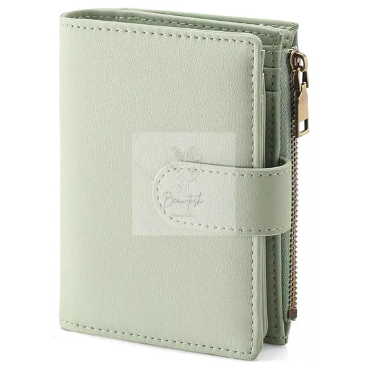 Leather Bifold Wallet with Zipper