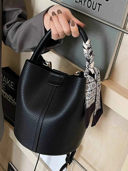Leather Bucket Crossbody Bag