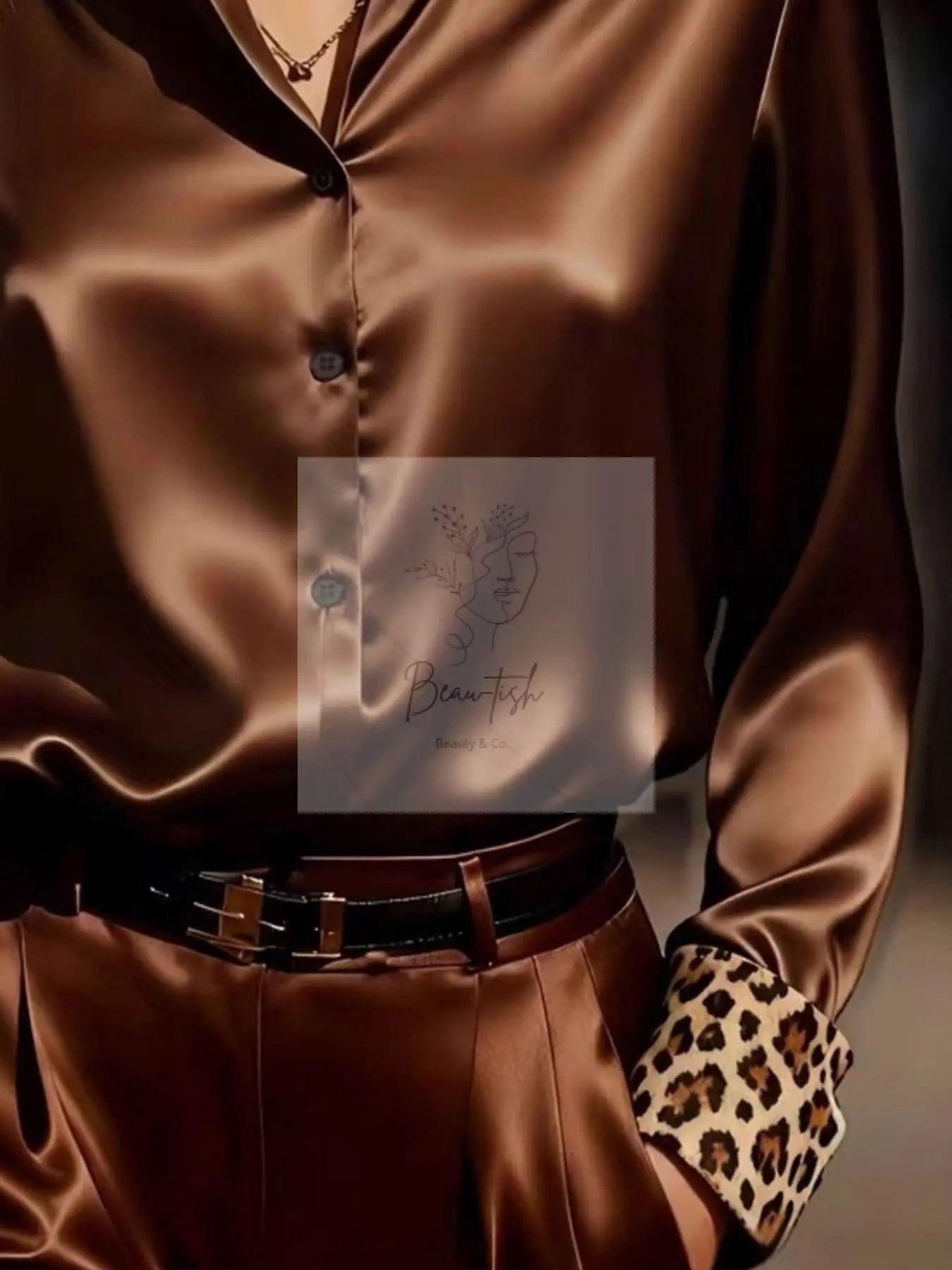 Leopard Button Up Long Sleeve Shirt