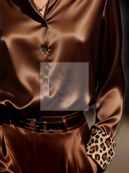 Leopard Button Up Long Sleeve Shirt