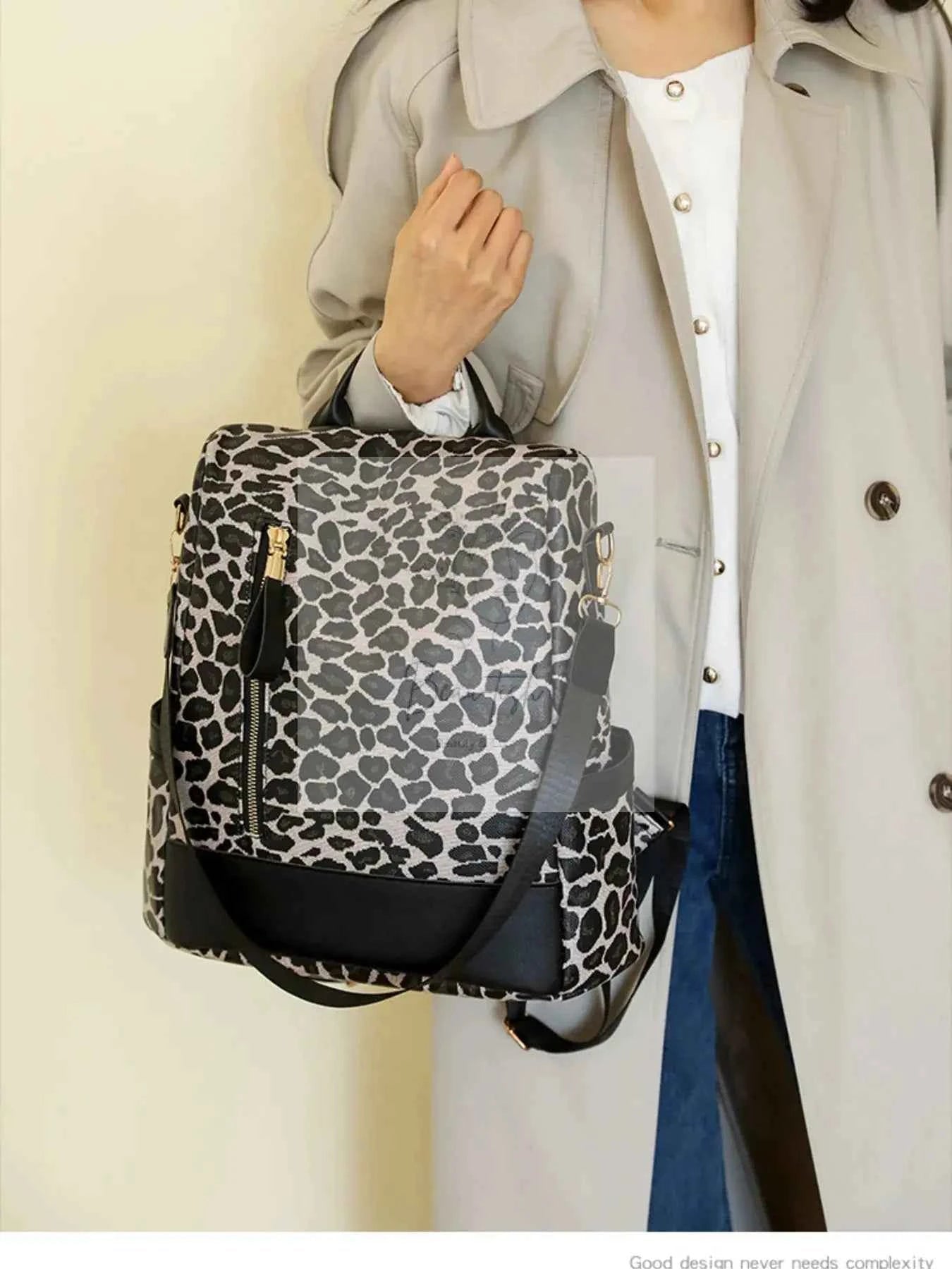 Leopard Print Backpack Bag
