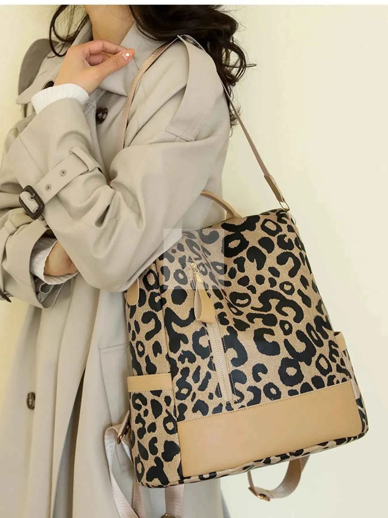 Leopard Print Backpack Bag