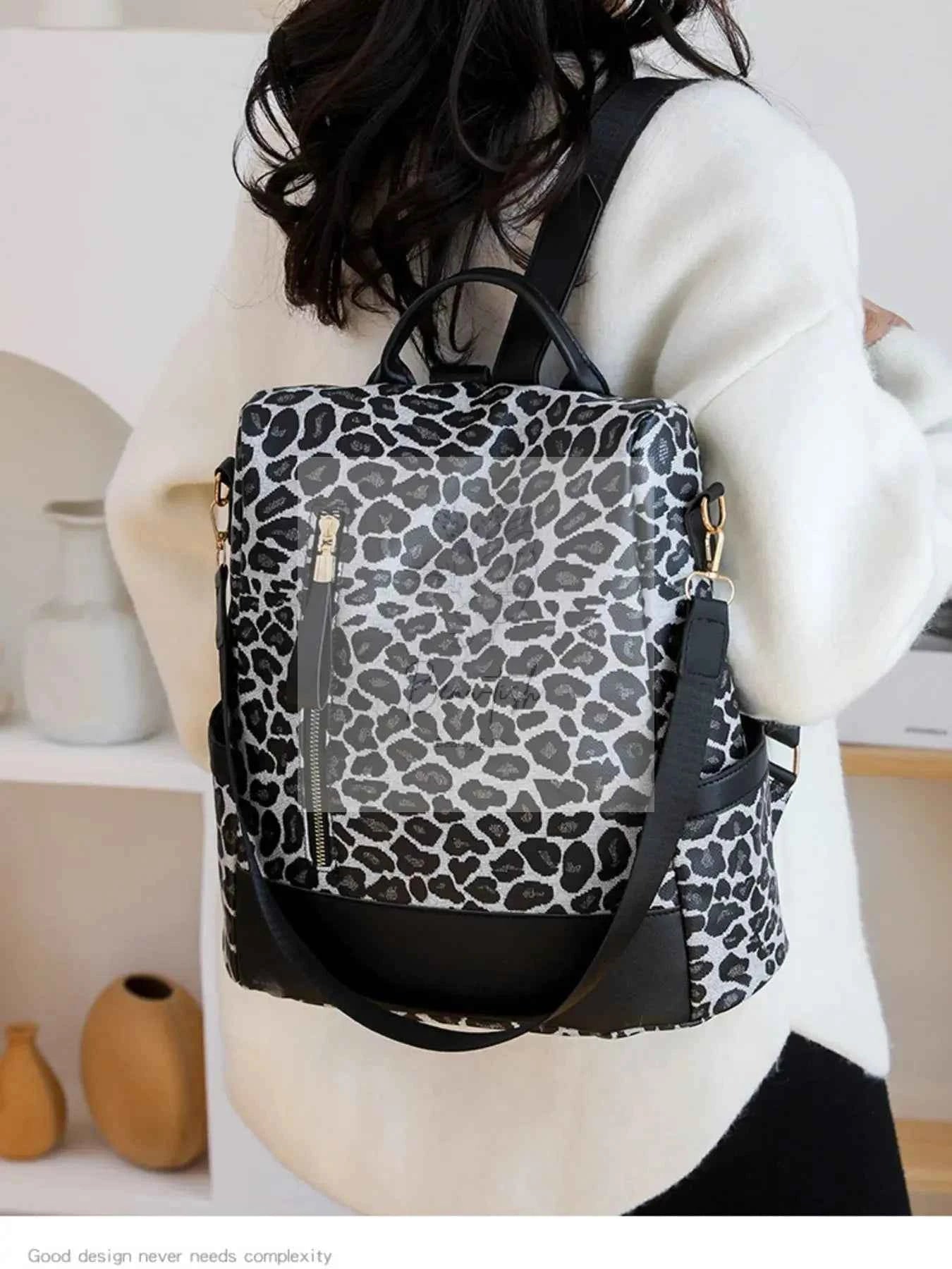 Leopard Print Backpack Bag