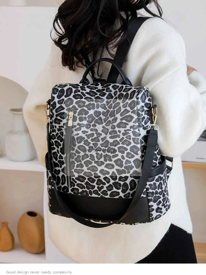 Leopard Print Backpack Bag