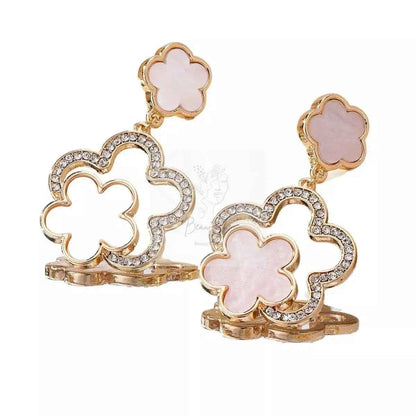 Lucky Clover Dangle Earrings with Rhinestone Accents