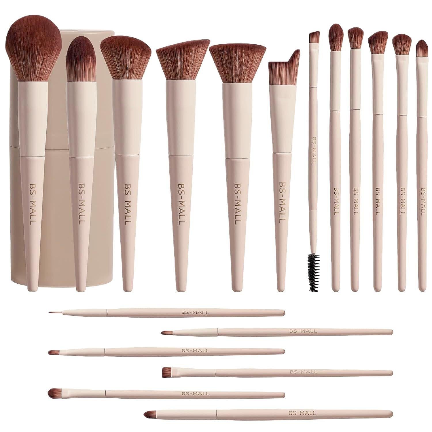 Matte Beige Makeup Brush Set (18-Piece): Professional, Cruelty-Free for Foundation, Blush & Eyeshadow