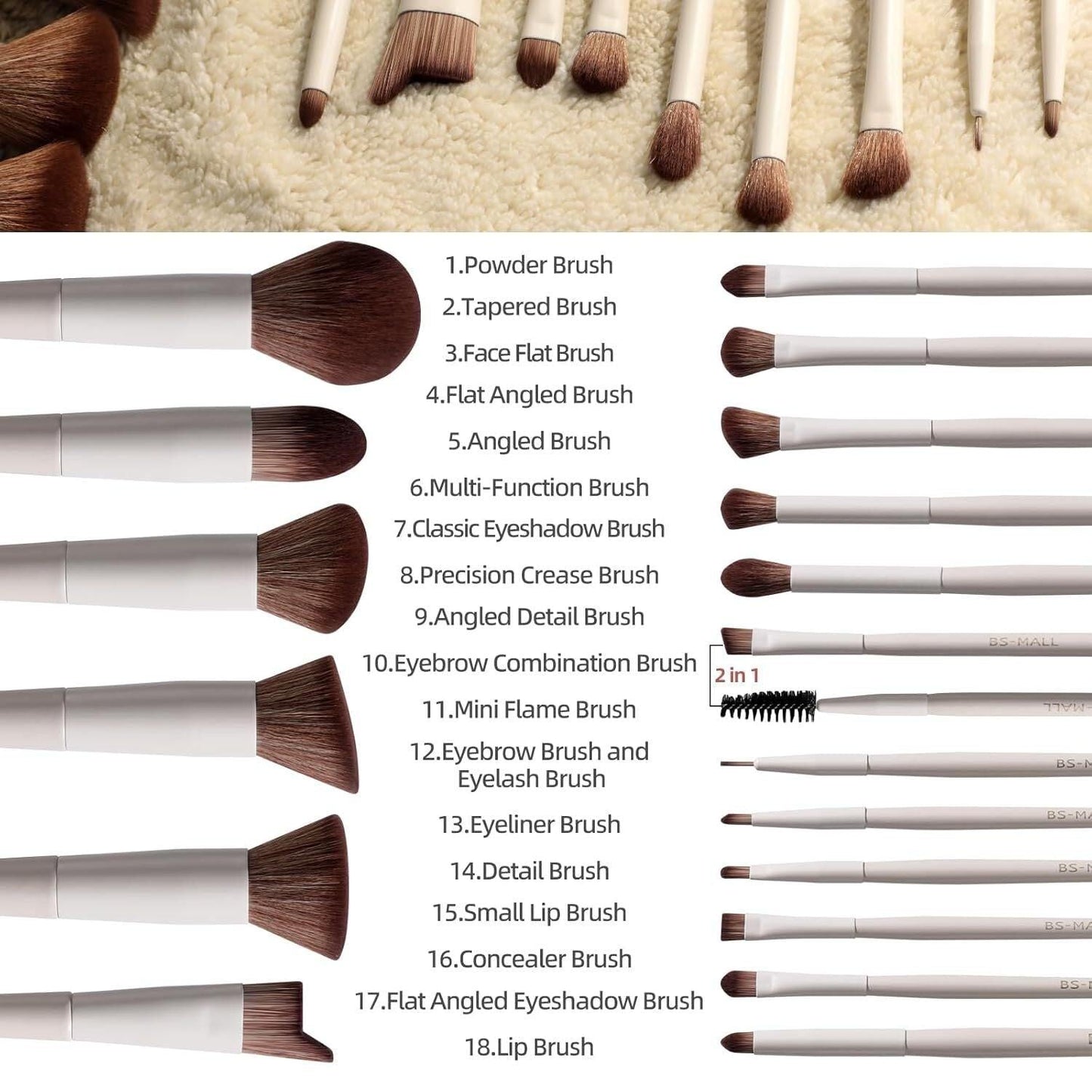 Matte Beige Makeup Brush Set (18-Piece): Professional, Cruelty-Free for Foundation, Blush & Eyeshadow