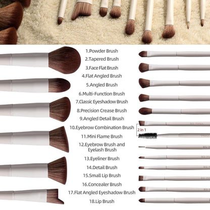 Matte Beige Makeup Brush Set (18-Piece): Professional, Cruelty-Free for Foundation, Blush & Eyeshadow