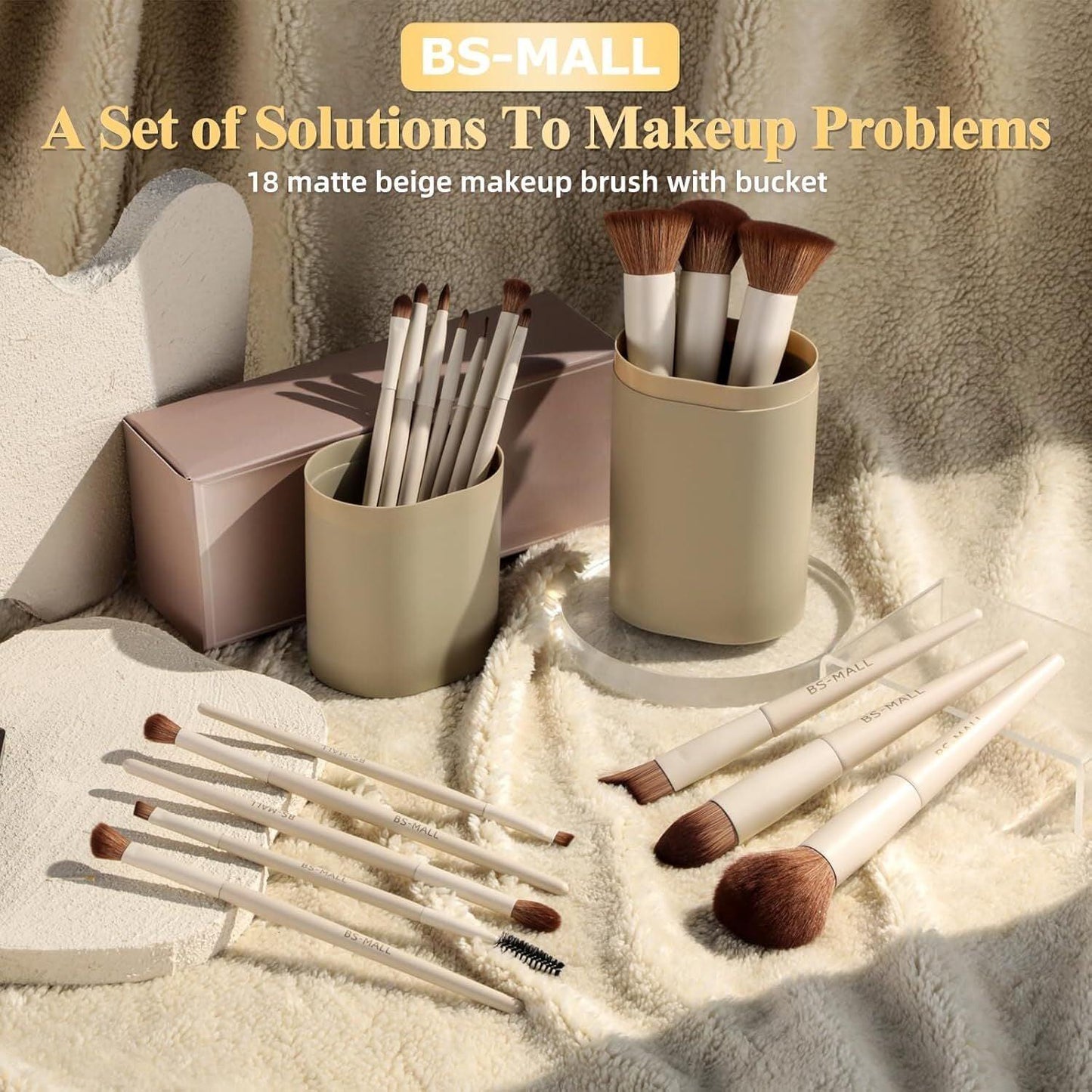 Matte Beige Makeup Brush Set (18-Piece): Professional, Cruelty-Free for Foundation, Blush & Eyeshadow