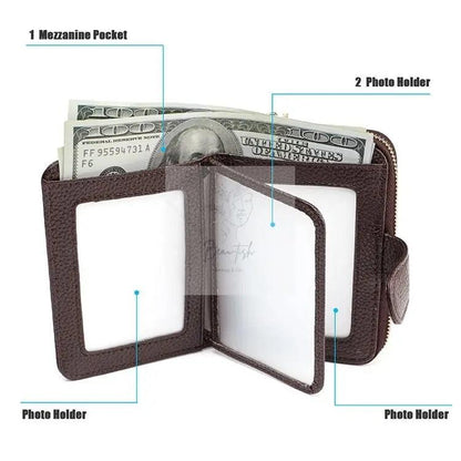 Men Anti-magnetic Leather Rfid Wallet - Black - Black