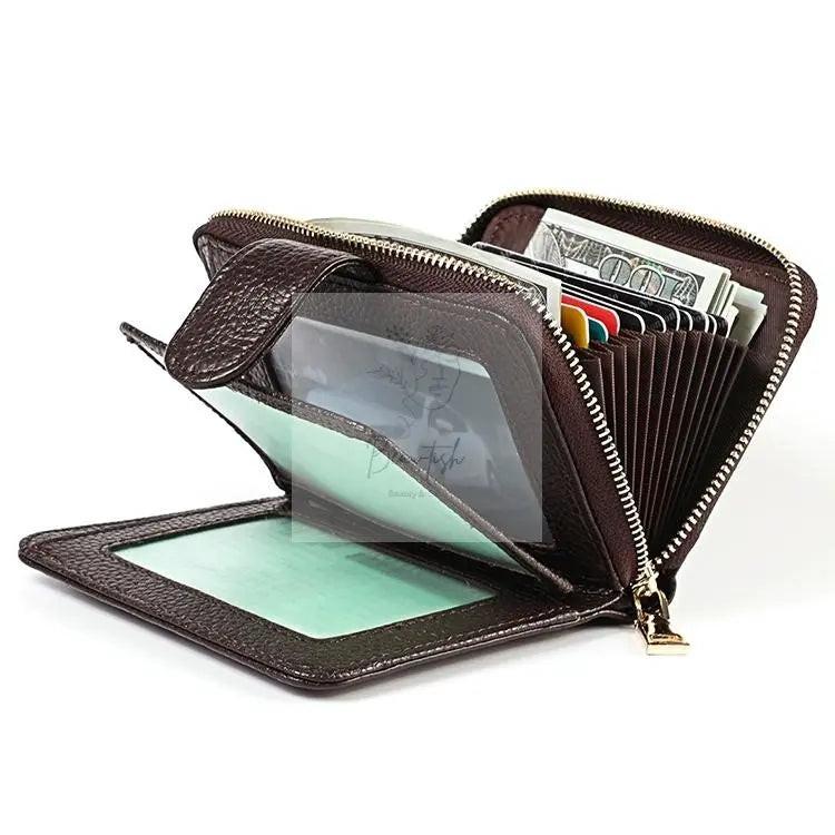 Men Anti-magnetic Leather Rfid Wallet - Black - Black