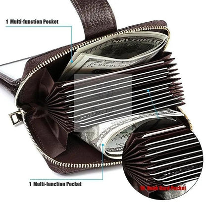 Men Anti-magnetic Leather Rfid Wallet - Black - Black