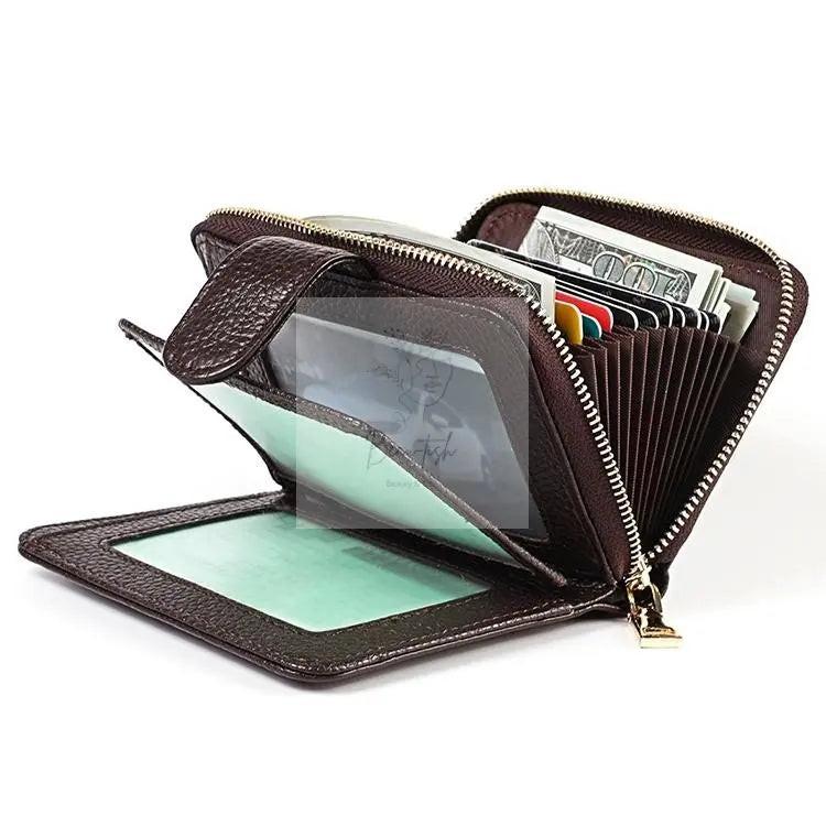 Men Anti-magnetic Leather Rfid Wallet - Black - Black