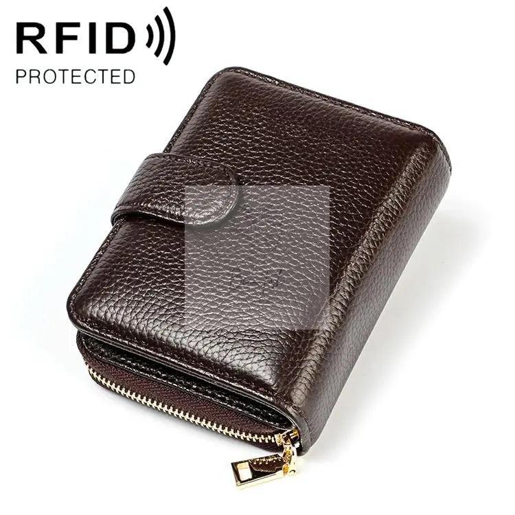 Men Anti-magnetic Leather Rfid Wallet - Black - Black