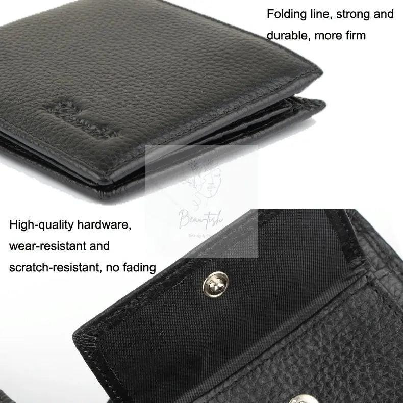 Men Leather Coin Wallet with Rfid Protection