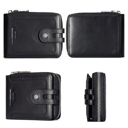 Men Leather Wallet with Rfid Protection and Coin Pocket - Brown