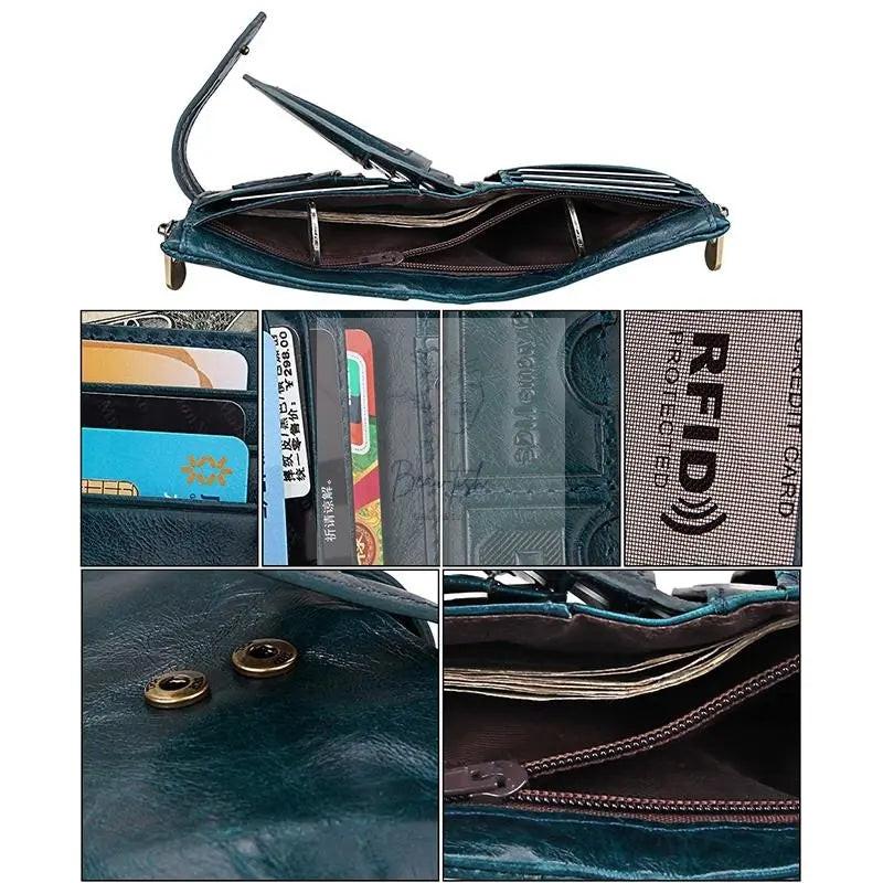 Men Rfid Blocking Cowhide Leather Wallet - Crazy Horse Texture - Ccb1083C