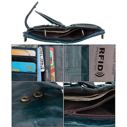 Men Rfid Blocking Cowhide Leather Wallet - Crazy Horse Texture - Ccb1083C