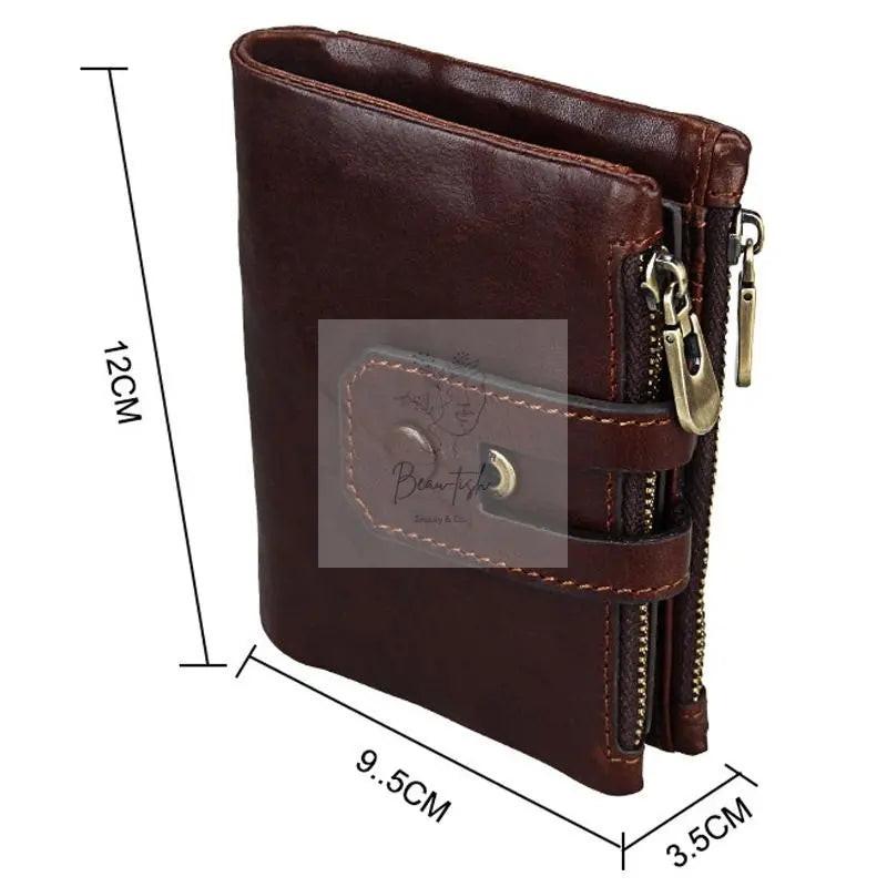 Men Rfid Blocking Cowhide Leather Wallet - Crazy Horse Texture - Ccb1083C