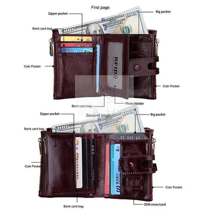 Men Rfid Blocking Cowhide Leather Wallet - Crazy Horse Texture - Ccb1083Tp