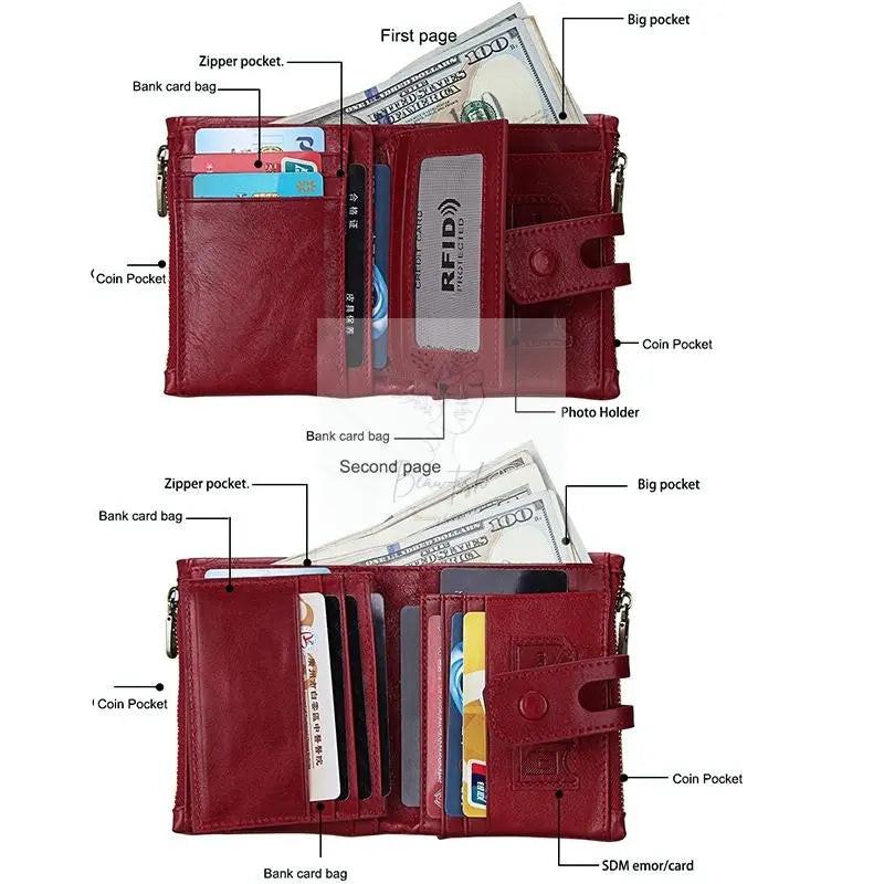 Men Rfid Blocking Cowhide Leather Wallet - Crazy Horse Texture - Ccb1083Tp