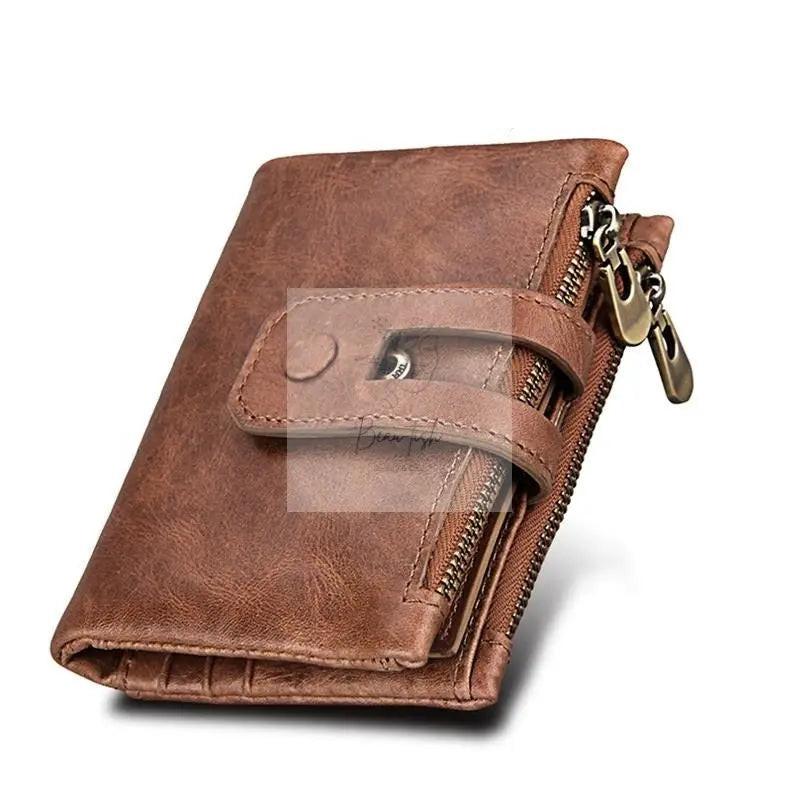 Men Rfid Blocking Cowhide Leather Wallet - Crazy Horse Texture - Ccb1083Tp