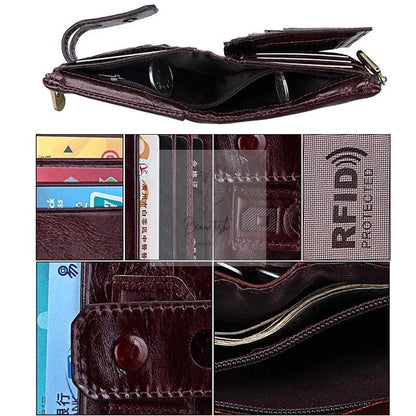 Men Rfid Blocking Cowhide Leather Wallet - Crazy Horse Texture - Ccb1083Tp